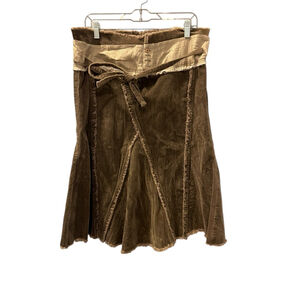 Hazel Anthropologie NWOT Velvet Brown Boho Skirt Women's Size Large Midi Casual